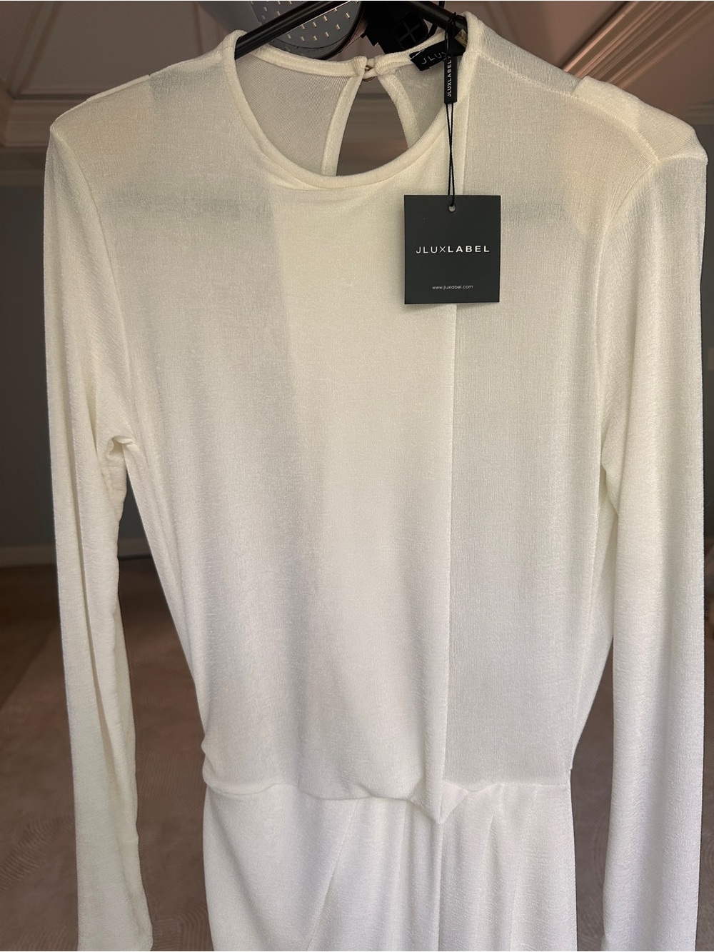NWT JLUX LABEL Elegant Long Sleeve White Maxi Dress - Picture 4 of 7